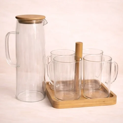 Imagen de Set jarra 1.5L + 4 vasos + base